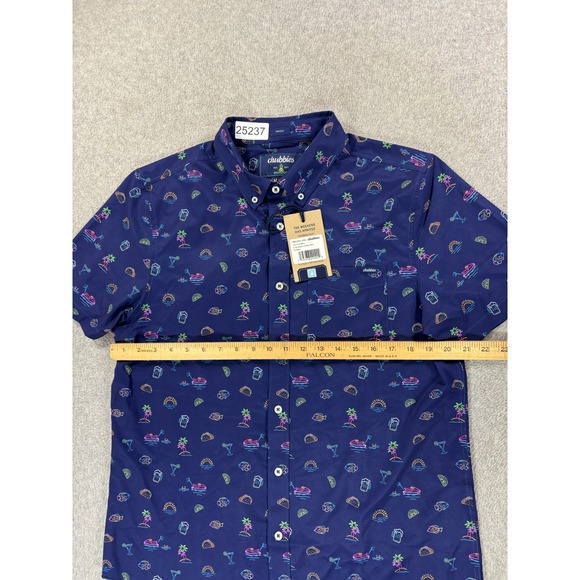 NWT Chubbies Neon Bites Performance Friday Shirt (Men's Medium)‎ Blue - Picture 6 of 11